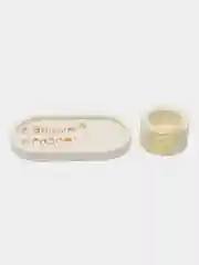 Новогодний декоративный гипсовый поднос со стаканом