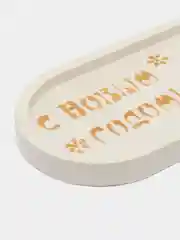 Новогодний декоративный гипсовый поднос со стаканом
