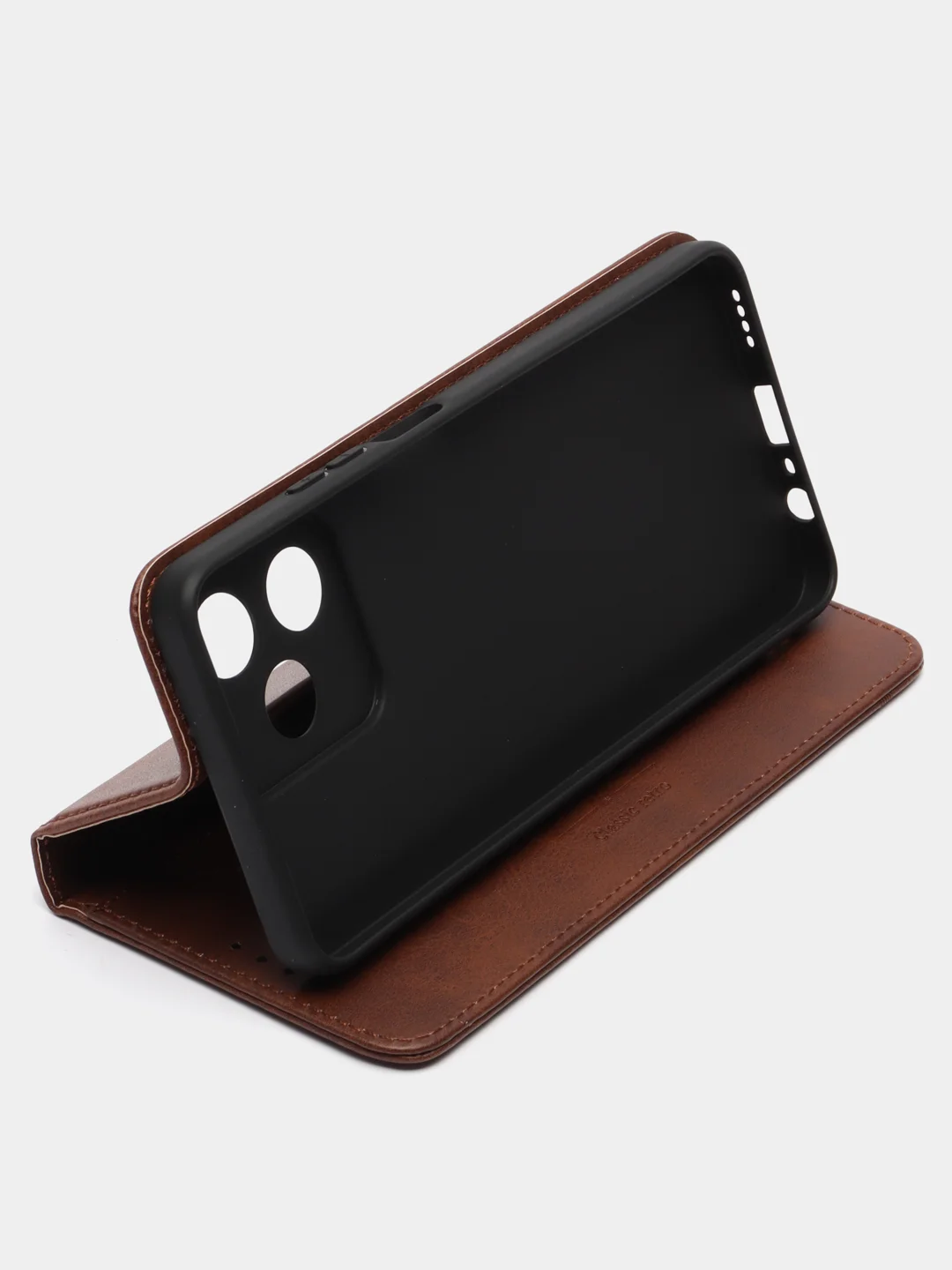 Коричневый чехол-книжка Realme C53/Realme C51 (Реалми С51/Реалми С53), искусственная кожа