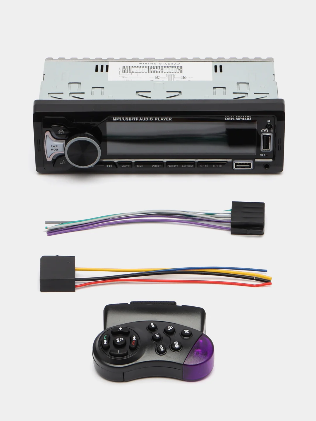 Магнитола автомобильная / автомагнитола 1 DIN Bluetooth, AUX, USB, пульт