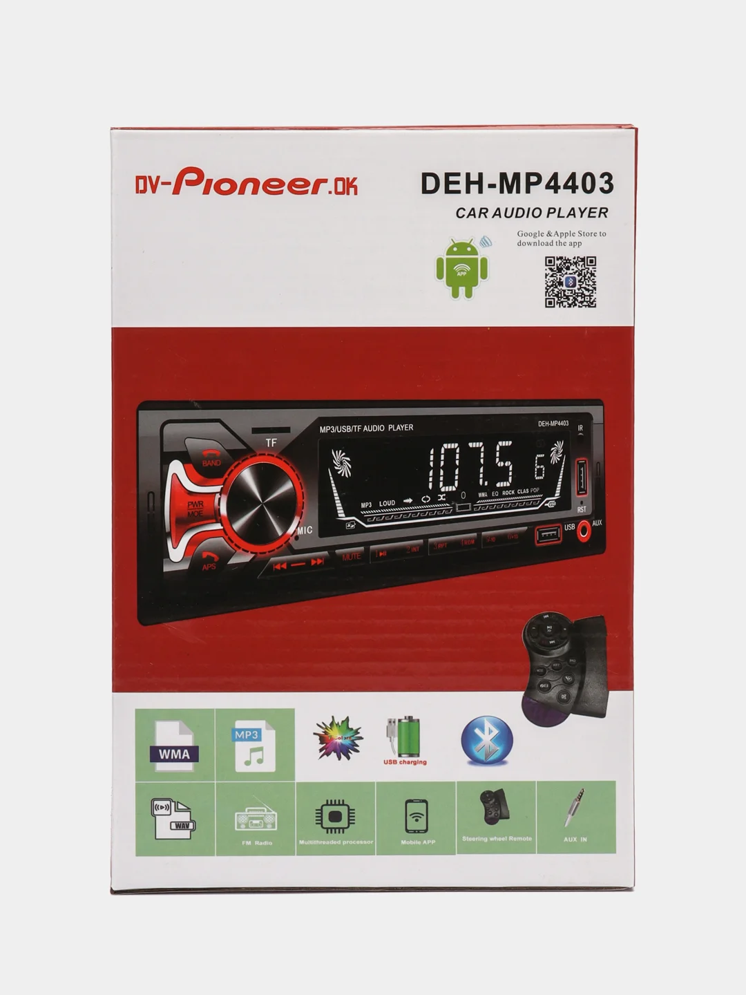 Магнитола автомобильная / автомагнитола 1 DIN Bluetooth, AUX, USB, пульт