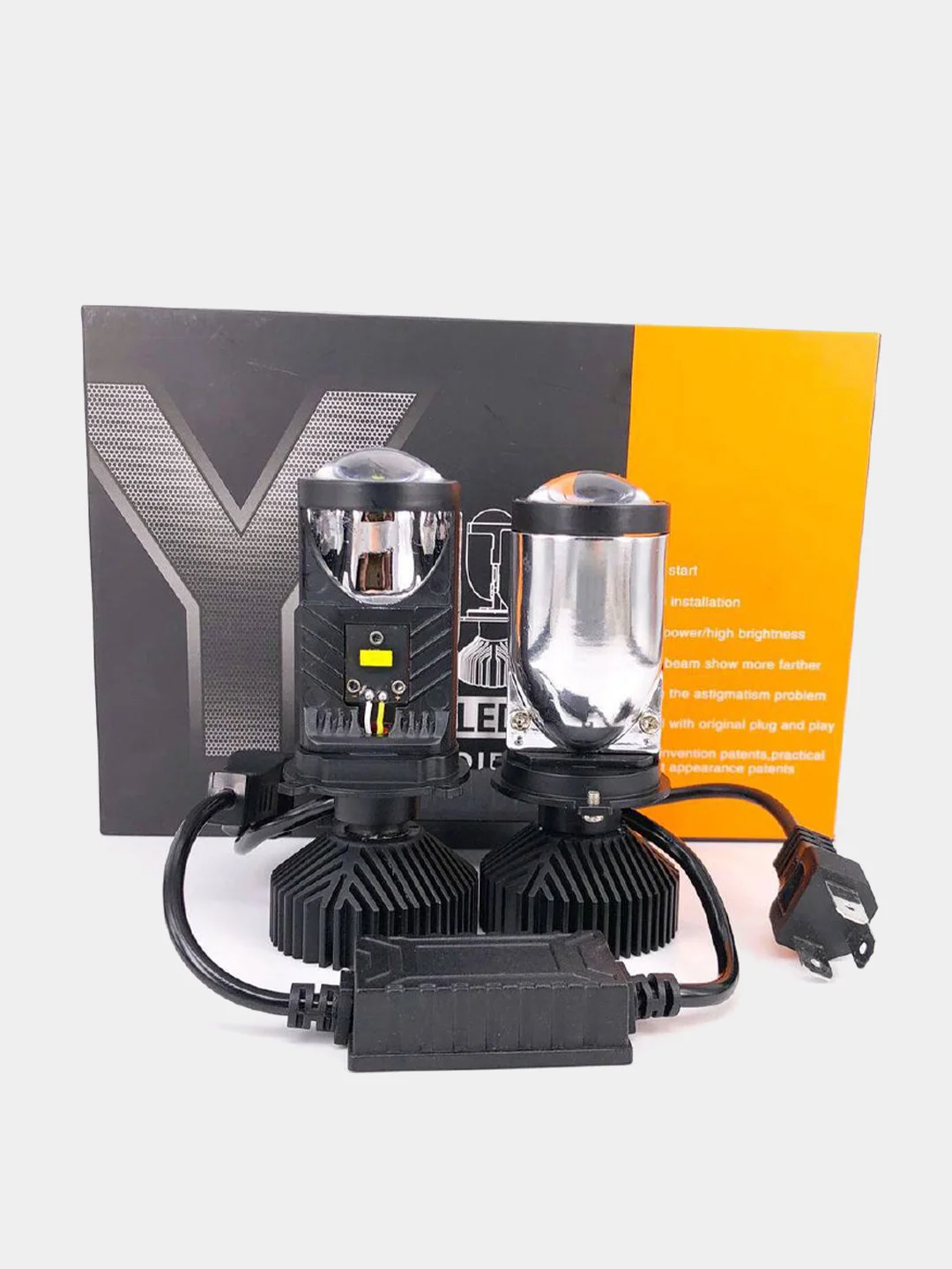 Белый мини BiLED линзы Y6, светодиодные билед лампы, цоколь H4 12 - 24 V