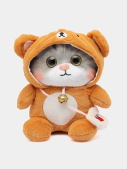 Мягкая игрушка кошка в костюме, плюшевая с бубенцом, 24 см
