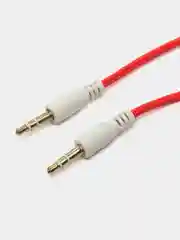 Красный аудио кабель AUX, jack 3,5 мм, 1 м, тканевый