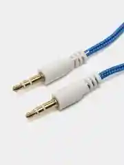 Синий аудио кабель AUX, jack 3,5 мм, 1 м, тканевый