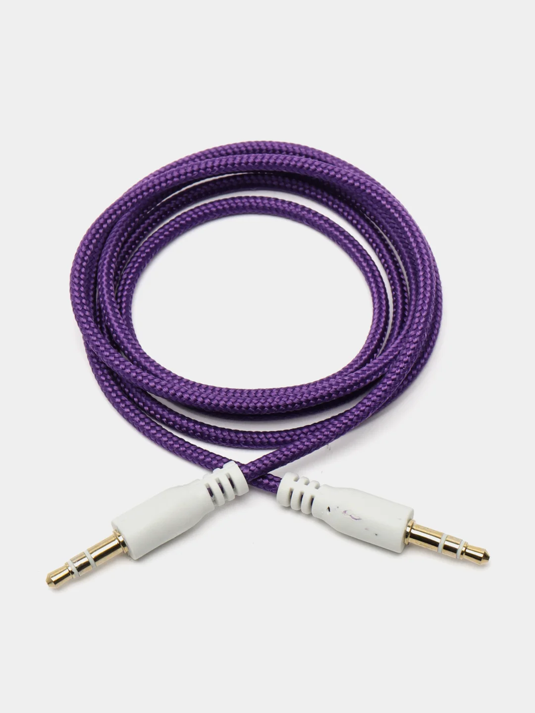 Фиолетовый аудио кабель AUX, jack 3,5 мм, 1 м, тканевый
