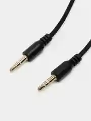 Черный аудио кабель AUX, jack 3,5 мм, 1 м, тканевый