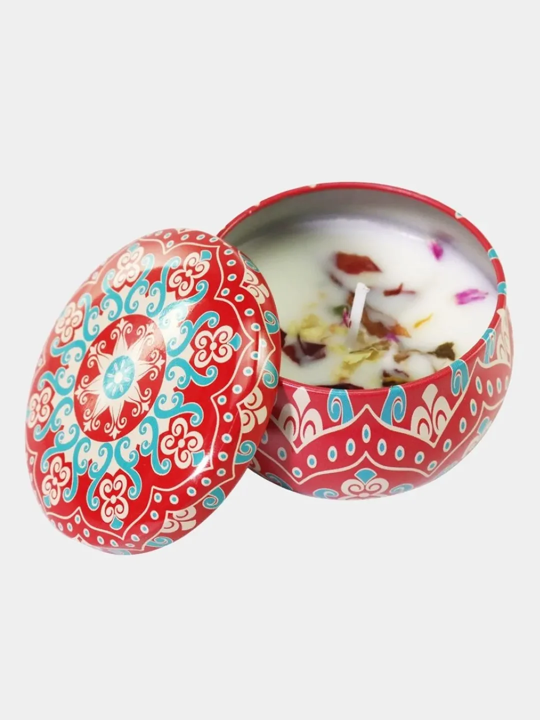 Красный свеча ароматическая в металлической банке