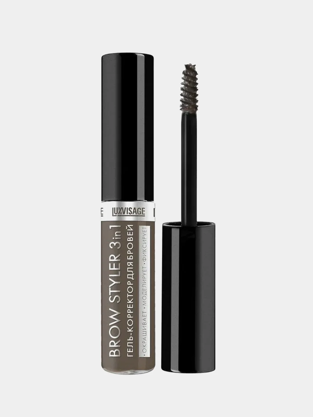 Гель-корректор для бровей с микрофиброй LUXVISAGE BROW STYLER 3 in 1, тон 04 Эспрессо, 6 г