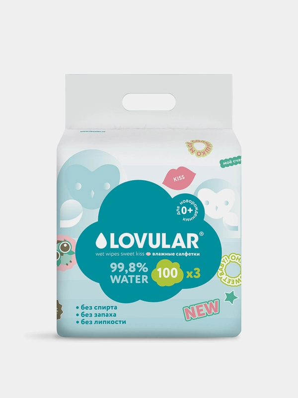 Влажные салфетки Lovular SWEET KISS, 3*100 шт