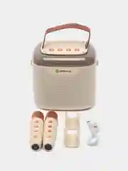Белый портативная музыкальная караоке-колонка с подсветкой и микрофоном, подарок