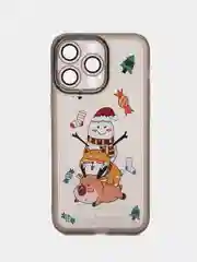 Черный чехол для iPhone 11, 12, 13, 14, 15, Pro Max, Plus, с новогодним принтом, прозрачный