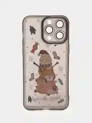 Черный чехол для iPhone 11, 12, 13, 14, 15, Pro Max, Plus, с новогодним принтом, прозрачный