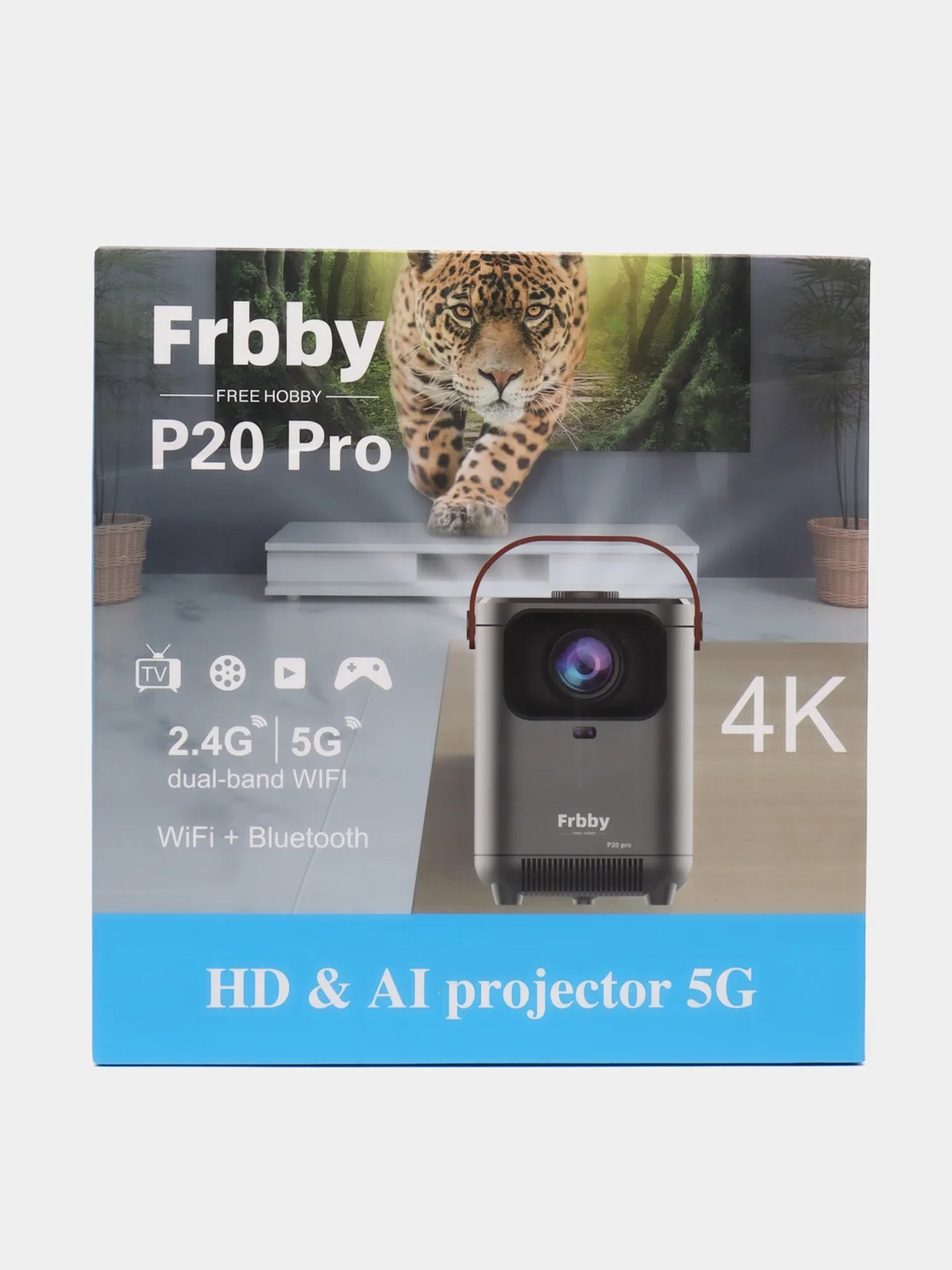 Белый портативный проектор Frbby P20 Pro, с Wi Fi, Bluetooth, 1920 х 1080
