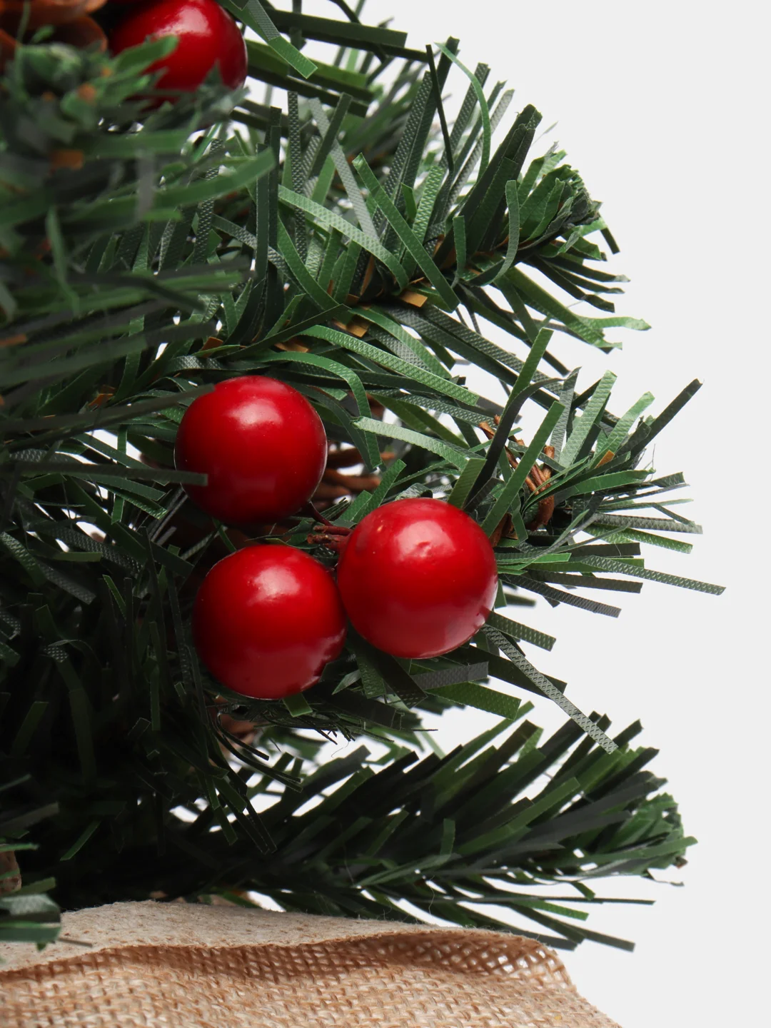 Красный новогодняя ель настольная с украшениями в льняном мешочке, 30/40/50 см