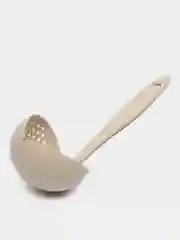 Бежевый половник кухонный 2 в 1  со сливом, черпак, шумовка