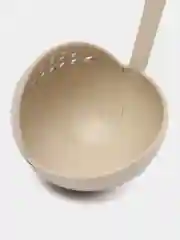 Бежевый половник кухонный 2 в 1  со сливом, черпак, шумовка