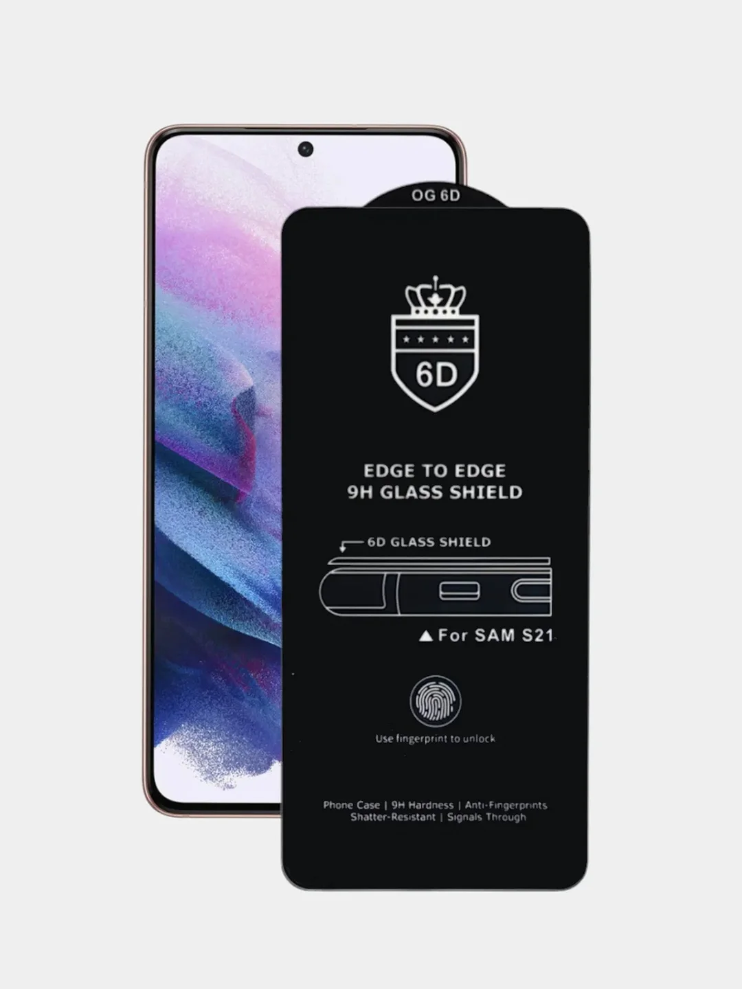 Черный защитное стекло Anti-Static для Samsung Galaxy S21 / Самсунг Галакси С21