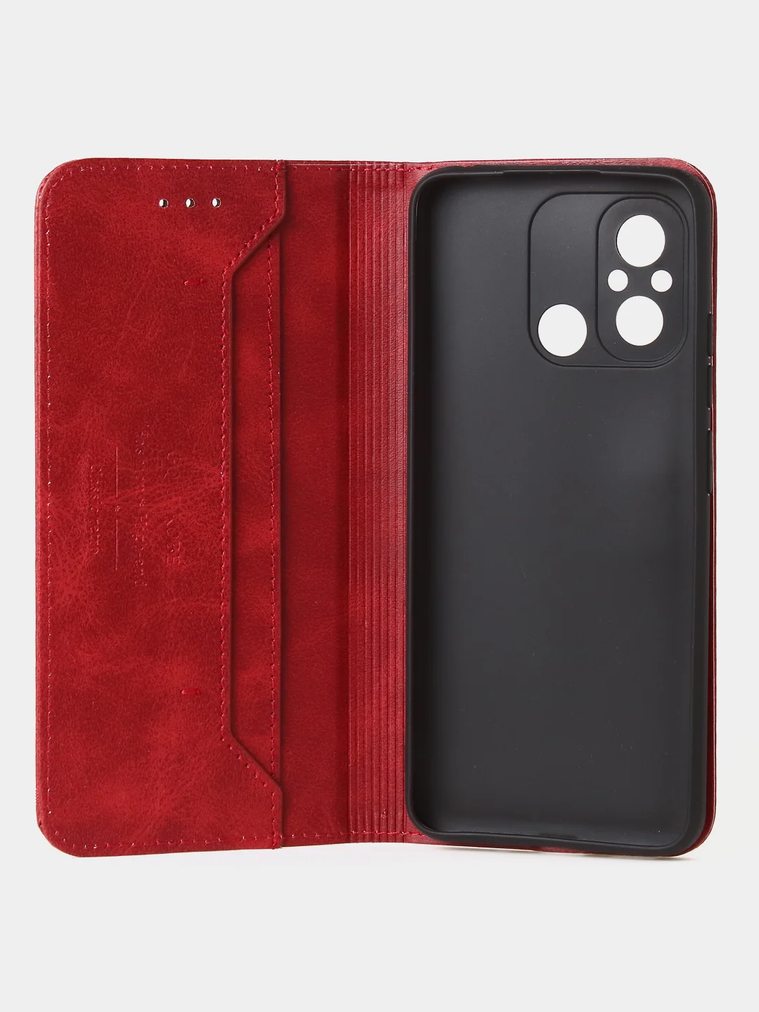 Красный чехол-книжка GQ для Redmi 12C / Poco C55 из высококачественной искусственной кожи