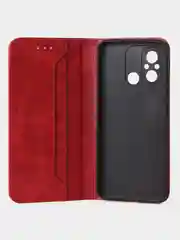 Красный чехол-книжка GQ для Redmi 12C / Poco C55 из высококачественной искусственной кожи