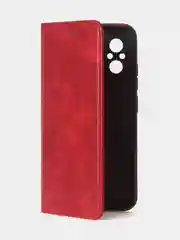 Красный чехол-книжка GQ для Redmi 12C / Poco C55 из высококачественной искусственной кожи