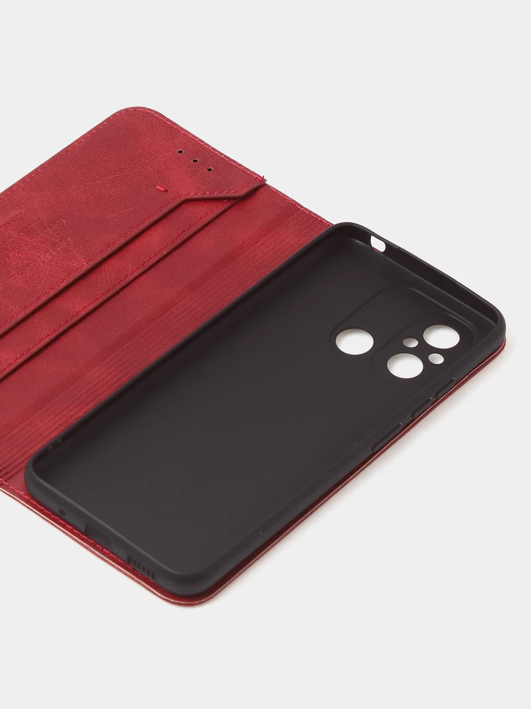Красный чехол-книжка GQ для Redmi 12C / Poco C55 из высококачественной искусственной кожи