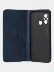 Синий чехол-книжка GQ для Redmi 12C / Poco C55 из высококачественной искусственной кожи