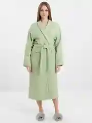 Салатовый халат банный вафельный, внутри махровый, мужской и женский, шалька, хлопок
