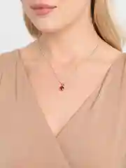 Красный комплект: серьги и цепочка, с камнем