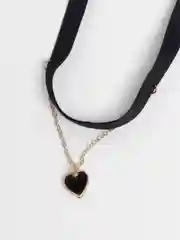 Черный подвеска на шею, женская, "Сердце, любовь"