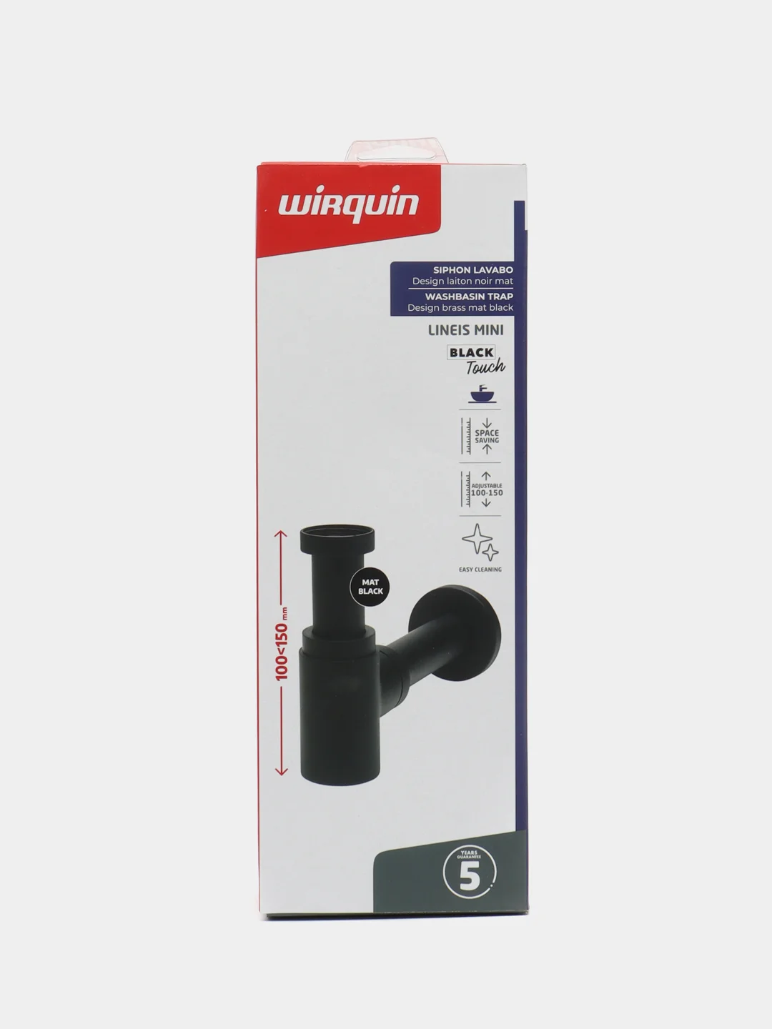 Черный сифон для раковины Wirquin Линеис Мини, латунь, матовый, коллекция Black touch, 30722857