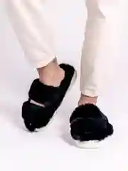Черный тапочки домашние, женские, мужские, меховые