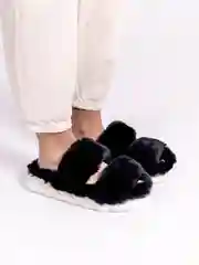 Черный тапочки домашние, женские, мужские, меховые
