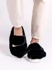 Черный тапочки домашние, женские, мужские, меховые