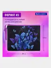 Папка для тетрадей Brauber Fly Aways, А5, 1 отделение, на молнии с ручкой, 271499