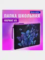 Папка для тетрадей Brauber Fly Aways, А5, 1 отделение, на молнии с ручкой, 271499