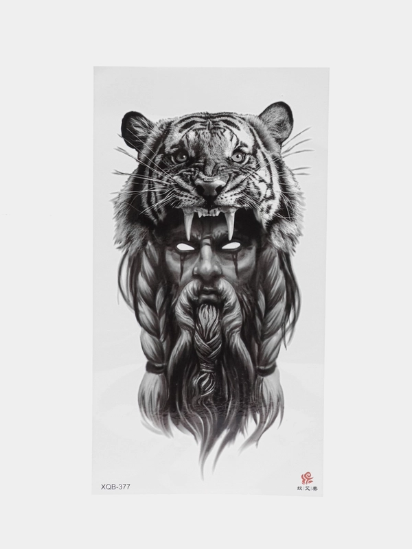 Временное мужское тату, викинг, переводная тату, tatto