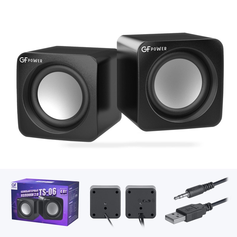 Колонки для компьютера GFPoWeR TS-06, 2.0, 4Вт, питание от USB