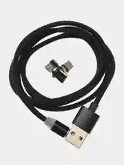 Черный магнитный кабель без разъема 2.1А, разъёмы MicroUSB, Type-C, Lightning для Андроид, iPhone