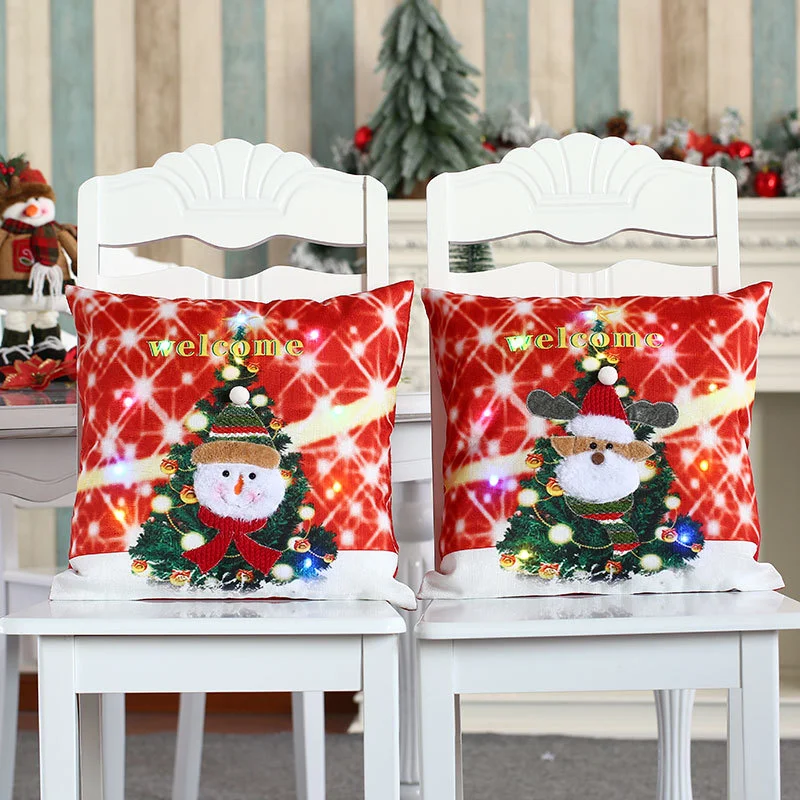 Лазурный новогодняя наволочка со светодиодной подсветкой "Merry Christmas"