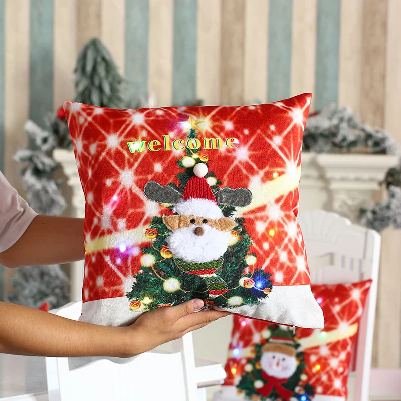 Лазурный новогодняя наволочка со светодиодной подсветкой "Merry Christmas"