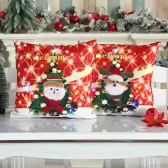 Лазурный новогодняя наволочка со светодиодной подсветкой "Merry Christmas"