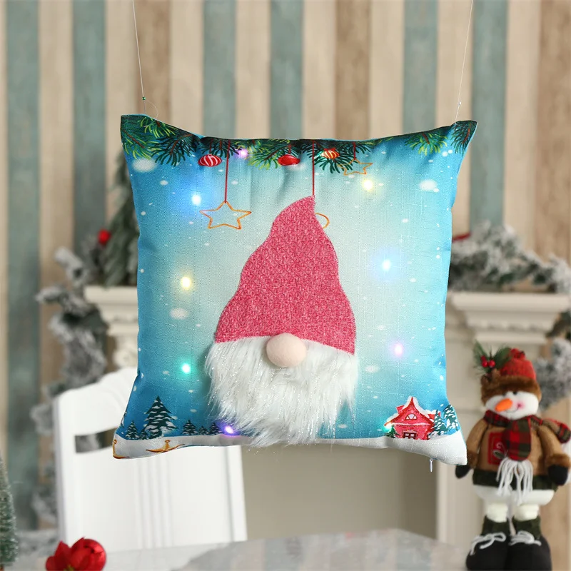 Лазурный новогодняя наволочка со светодиодной подсветкой "Merry Christmas"
