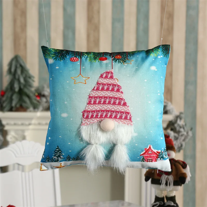 Лазурный новогодняя наволочка со светодиодной подсветкой "Merry Christmas"