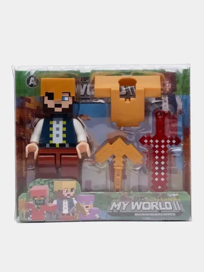 Большой человечек "Майнкрафт", фигурка воин, для конструктора блочного Minecraft и отдельно