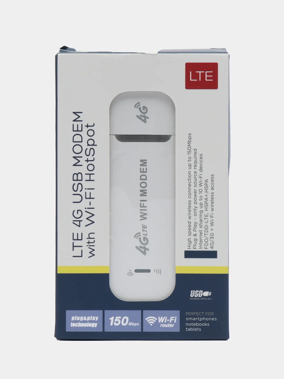 Белый модем LTE 4G USB, с Wi-Fi