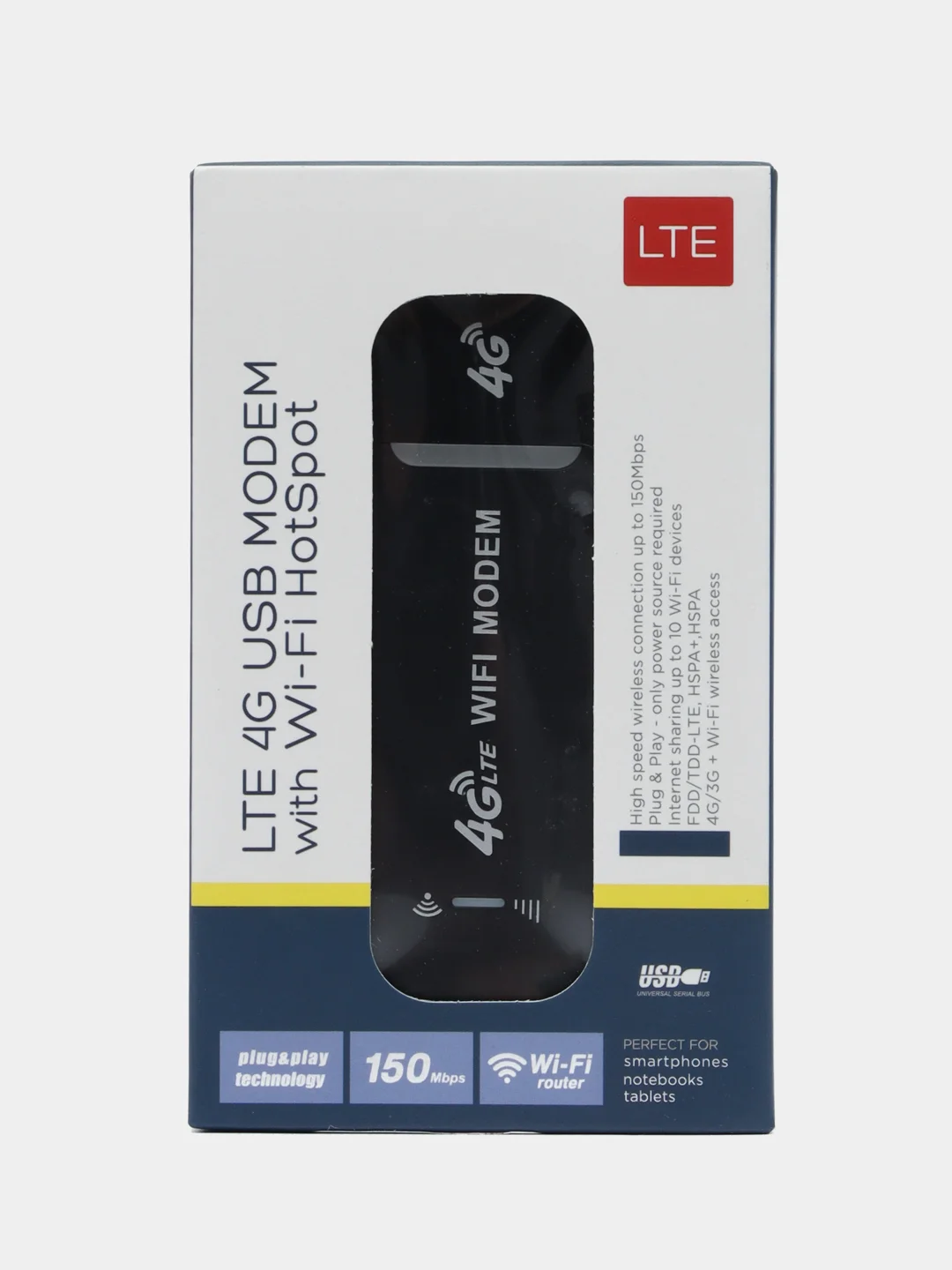 Белый модем LTE 4G USB, с Wi-Fi