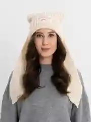 Слоновая кость шапка женская вязаная, плюшевая с ушками, шапка вязаная аниме, Стрей Кидс, шапка корейская