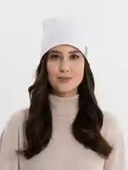 Белый шапка демисезонная, унисекс, черная/белая