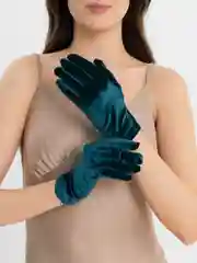 Тёмно-зелёный перчатки женские длинные / короткие бархатные черные